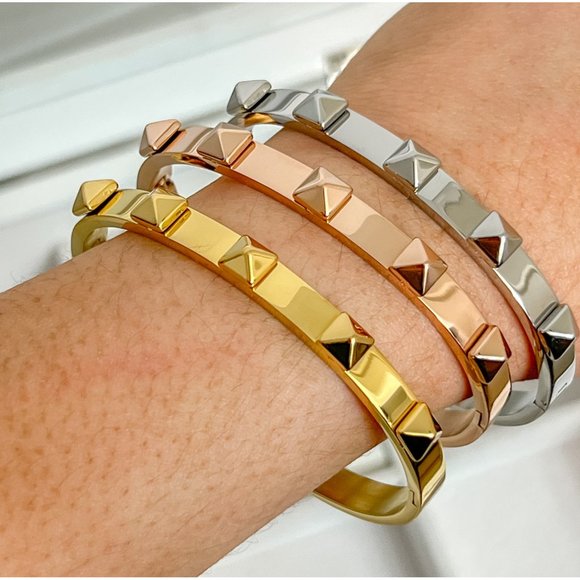 Geometric Jewelry Pyramid Bangle Bracelet Rockstar Jewelry Bangle Bracelets - Picture 9 of 11